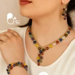 سرویس ۷ چاکرا بیوتی سنگ طبیعی💎سرویس چاکرا زنانه روکش طلا | کیفیت عالی و وارداتی