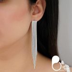گوشواره آبشاری باند سیلور با تخفیف💎فروشگاه زیورآلات بیوتی