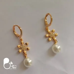 گوشواره آویز برف با تخفیف💎فروشگاه زیورآلات بیوتی خرید گوشواره مرواریدی ترک با آویز برف از سایت بیوتی