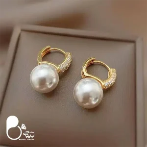 گوشواره مرواریدی نگین دار ترک💎فروشگاه زیورآلات بیوتی