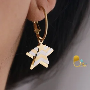 گوشواره آینه ای دورنگ با تخفیف💎زیورآلات بیوتی