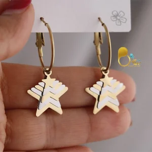 گوشواره آینه ای دورنگ با تخفیف💎زیورآلات بیوتی