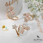 خرید انگشتر پروانه مرواریدی ژوپینگ 💎فروشگاه زیورآلات بیوتی خرید انگشتر مروارید مثل طلا قیمت خرید انگشتر پروانه مرواریدی