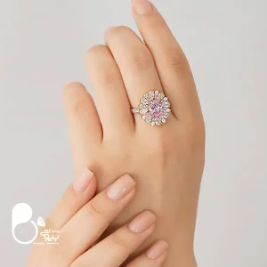 انگشتر نگین اتریشی صورتی💎 زیورآلات بیوتی