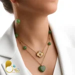 ست ونکلیف دوبل سنگ 💎فروشگاه زیورآلات بیوتی خرید گردنبند ون کلیف دوبل با گوشواره خرید گردنبند ونکلیف رنگ ثابت