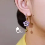 قیمت و خرید گوشواره فلاور آمتیست 💎 استیل وارداتی ترکیه با سنگ طبیعی از بیوتی