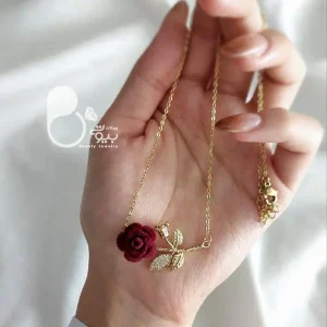 گردنبند گل رز مخملی💎زیورآلات بیوتی