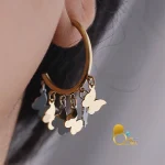 گوشواره شرشره دورنگ با تخفیف💎زیورآلات بیوتی
