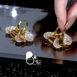 خرید آنلاین گوشواره نگین دار کپی طلا از سایت بیوتی