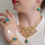 قیمت و خرید ست طرح طلا آمیخته با فیروزه💎استیل با تخفیف ویژه | رنگ ثابت