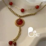 قیمت و خرید ست کامل بدلیجات عقیق طرح طلا از زیورآلات بیوتی
