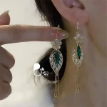 قیمت و خرید گوشواره برگ بهاری فلاور استیل روکش طلا💎 آویز دار و رنگ ثابت