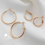خرید گوشواره حلقه استیل روکش طلا کپی طلا رنگ ثابت