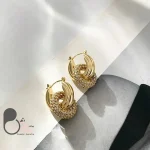 گوشواره دوبل نگین میکرو ژوپینگ💎فروشگاه زیورآلات بیوتی