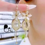 گوشواره کریستالی فلاور 💎فروشگاه زیورآلات بیوتی