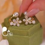 گوشواره گل بابونه مرواریدی 💎فروشگاه زیورآلات بیوتی