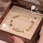 دستبند گندمی زمردی 💎فروشگاه زیورآلات بیوتی