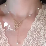 گردنبند پروانه و مروارید💎فروشگاه زیورآلات بیوتی