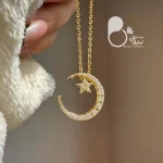 گردنبند ماه و ستاره طلایی💎فروشگاه زیورآلات بیوتی