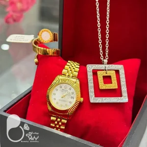 ست ساعت و‌ انگشتر و گردنبند زنانه رولکس با تخفیف💎فروشگاه زیورآلات بیوتی