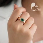 انگشتر پرنسس نگین سبز اتریشی با تخفیف 💎زیورآلات بیوتی