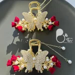 کلیپس پروانه گل رز با تخفیف بلک فرایدی💎زیورآلات بیوتی