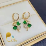 گوشواره شبدر زمردی💎فروشگاه زیورآلات بیوتی