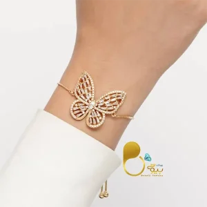 قیمت و خرید دستبند پروانه کرواتی با نگین باگت💎روکش طلا وارداتی ترکیه