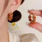 قیمت و خرید گوشواره گل پاییز حلقه‌ای💎وارداتی بیوتی ترکیه