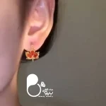گوشواره برگ آرزو دو طرفه💎نگین قرمز و سفید، خاص و شیک