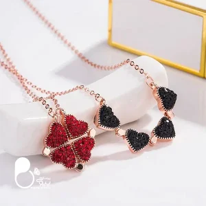 قیمت و خرید گردنبند قلب ۴ حالته عشق رزگلد💎مگنتی، وارداتی، چندحالته | تخفیف ویژه بلک فرایدی