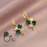 گوشواره شبدر زمردی💎فروشگاه زیورآلات بیوتی