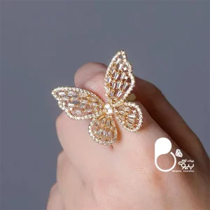 قیمت انگشتر پروانه و نگین فری سایز از سایت بیوتی