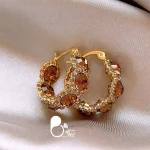 گوشواره مرلین نگین جواهری 💎استیل روکش طلا وارداتی