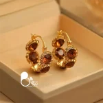 گوشواره مرلین نگین جواهری 💎استیل روکش طلا وارداتی