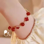 قیمت و خرید دستبند شبدر کریستالی یاقوتی از سنگ طبیعی آونتورین از سایت بیوتی