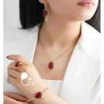 سرویس یاقوتی آویز پروانه با تخفیف 💎فروشگاه زیورآلات بیوتی