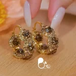 گوشواره مرلین نگین جواهری 💎استیل روکش طلا وارداتی