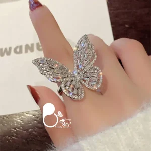 انگشتر پروانه نگین باگت سیلور استیل 💎فروشگاه زیورآلات بیوتی