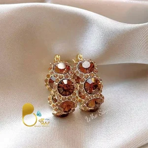 گوشواره مرلین نگین جواهری 💎استیل روکش طلا وارداتی