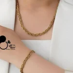 ست گردنبند و دستبند خاویاری بافت طرح طلا با تخفیف 💎 فروشگاه زیورآلات بیوتی