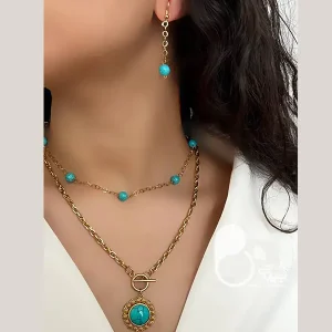 سرویس فیروزه ای اماراتی با تخفیف💎فروشگاه زیورآلات بیوتی
