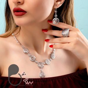 ست حصیری نقره ای با تخفیف💎فروشگاه زیورآلات بیوتی