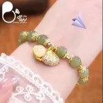 دستبند صدف و مروارید سبز 💎فروشگاه زیورآلات بیوتی