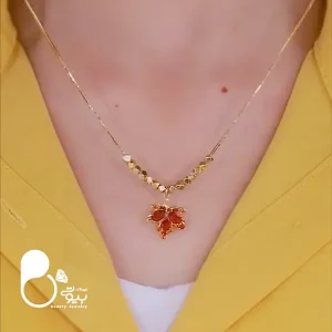گردنبند برگ مکعبی کپی طلا