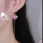گردنبند و گوشواره قلب صورتی💎 زیورآلات بیوتی