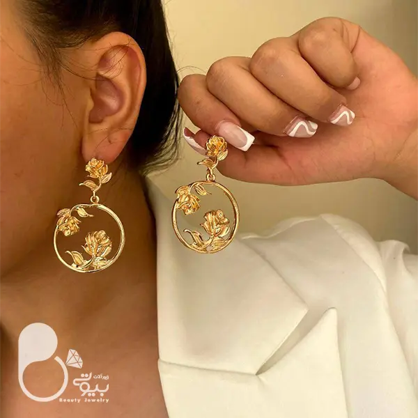گوشواره گل رز💎فروشگاه زیورآلات بیوتی گوشواره گل رز💎فروشگاه زیورآلات بیوتی