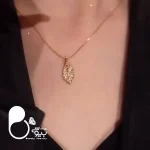 قیمت گردنبند برگ مثل طلا گردنبند برگ نگینی💎فروشگاه زیورآلات بیوتی