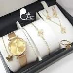 خرید ست پروانه استیل آبکاری طلا به همراه ساعت با تخفیف💎بیوتی