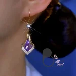 گوشواره قلب بنفش سوارسکی 💎فروشگاه زیورآلات بیوتی